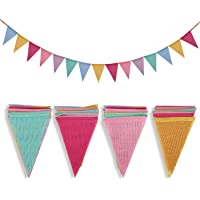 Crislove 60pcs Guirnalda Banderas Banderines Arpillera de Imitación Pancarta Triángulo Decoración Colgante de Boda…